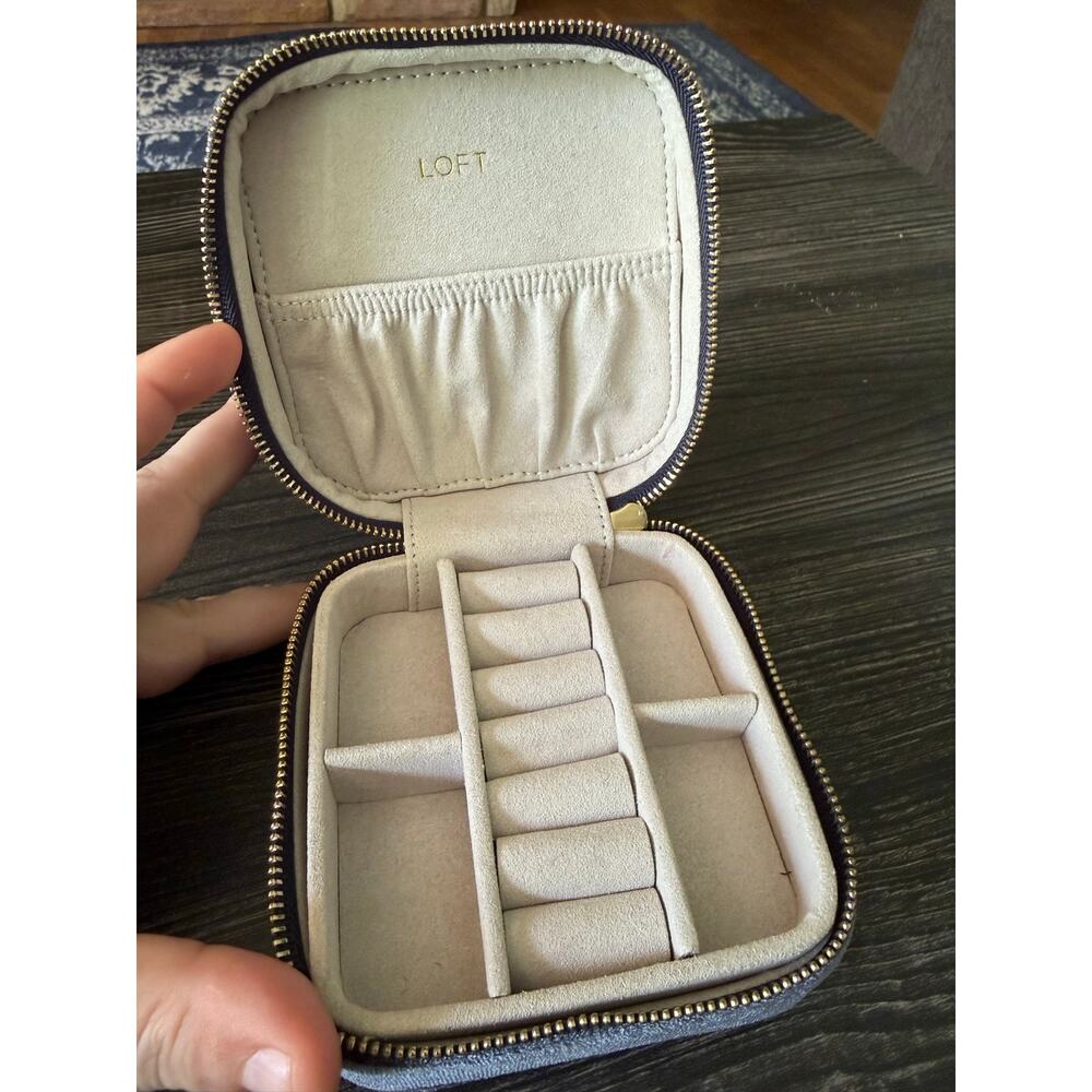 The Loft Dusty Blue Velvet Travel Zip Around Jewelry Case